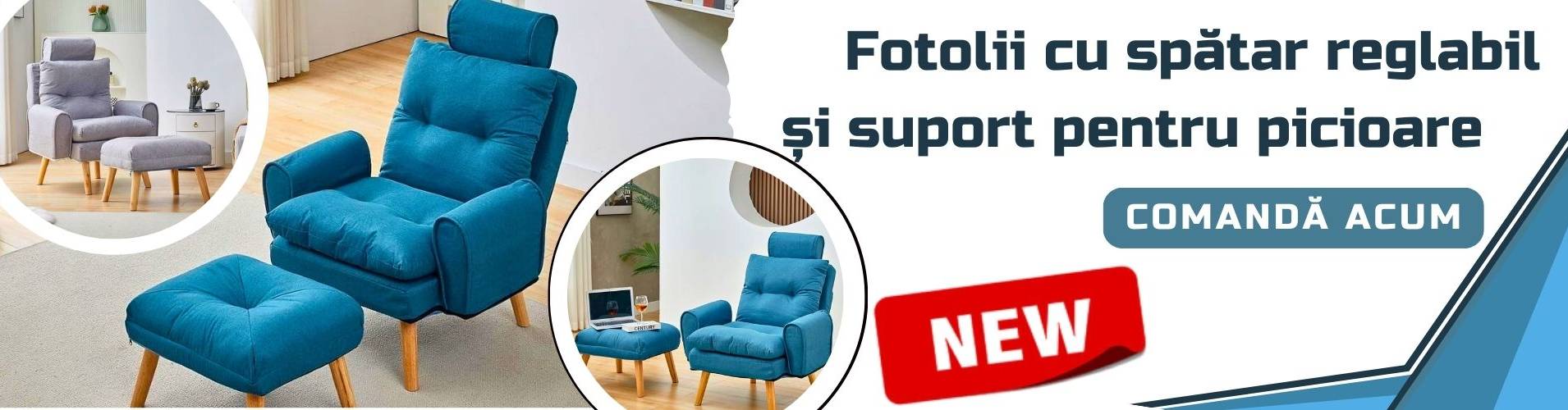 Fotoliu cu spatar reglabil si suport pentru picioare