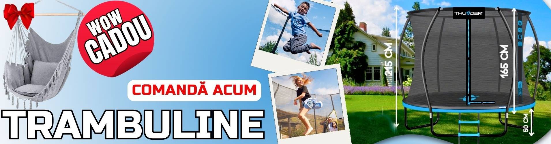 Trambuline pentru copii la ofertă cu cadou hamac