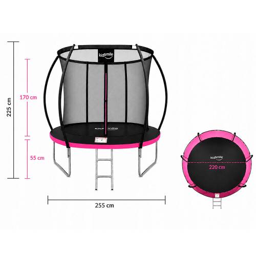 Trambulina TO03 255 cm plasa interioara roz 3