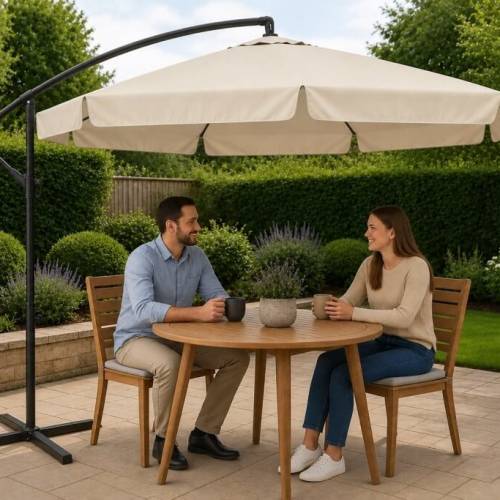 Umbrela de gradina 350 cm bej deschis 3