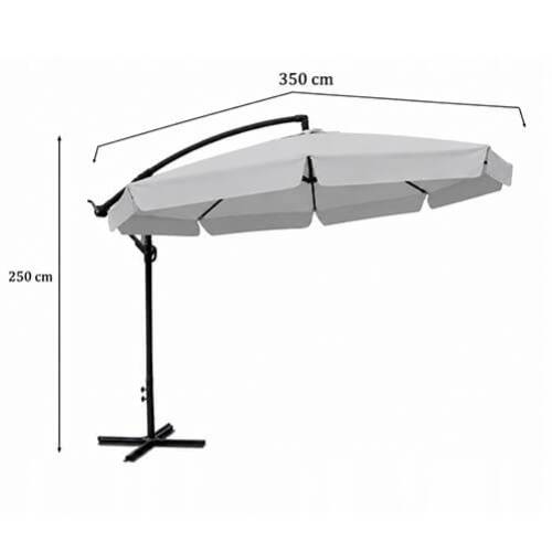 Umbrela de gradina 350 cm gri deschis 2