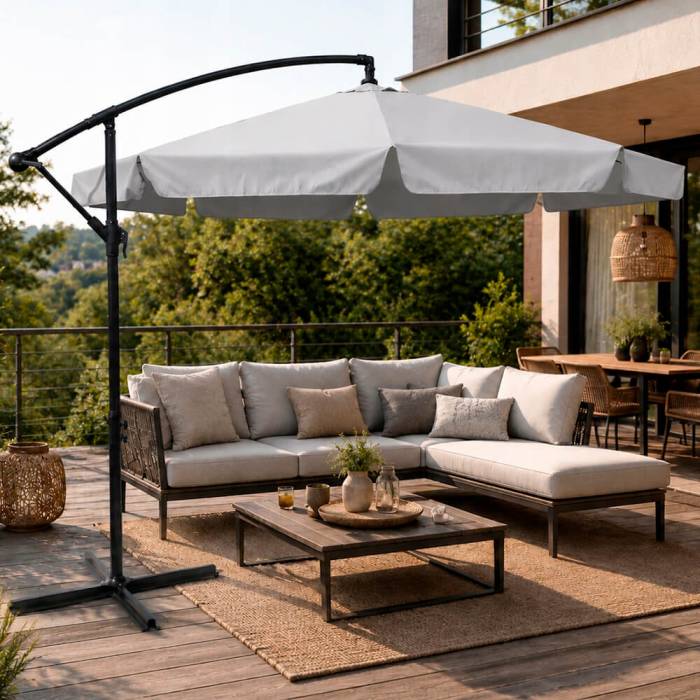 Umbrela de gradina 350 cm gri deschis