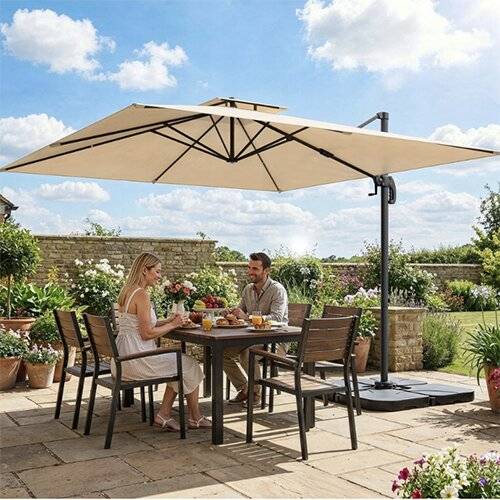 Umbrela de gradina roma 420 cm bej rotatie 360 4