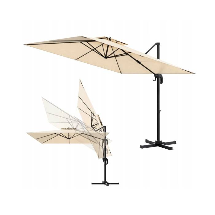 Umbrela de gradina roma 420 cm bej rotatie 360 700 700