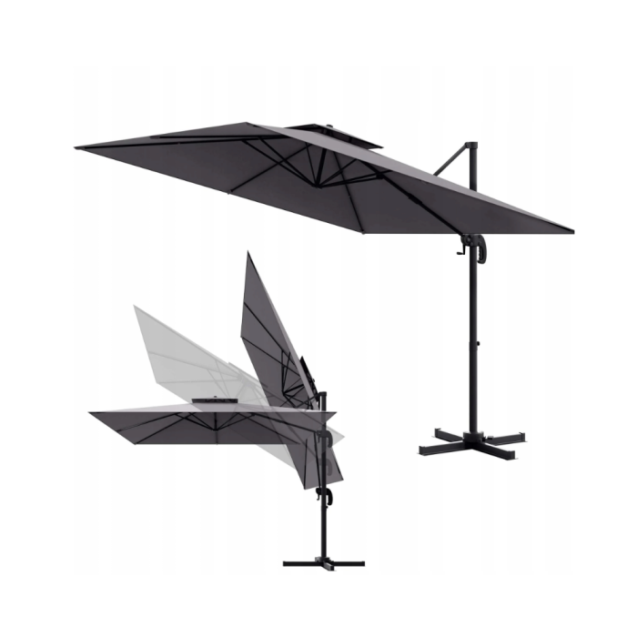 Umbrela 420 cm gri rotatie 360