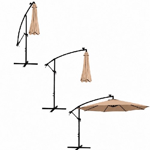 Umbrela de gradina 300 cm bej cu iluminare led 4