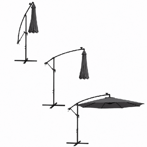 Umbrela de gradina 300 cm gri cu iluminare led 3